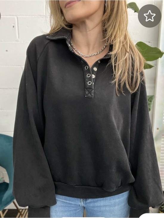 BiBi Tops - French Terry Pullover by BiBi, Black, size S